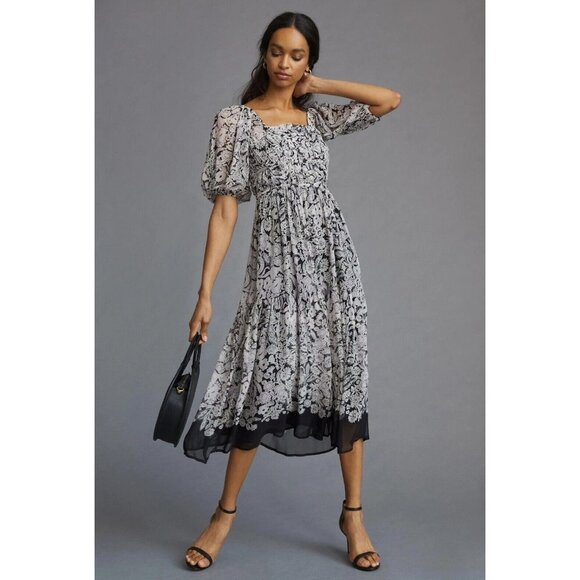 By Anthropologie Dresses & Skirts - By Anthropologie Squareneck Smocked Midi Dress Resort XS New